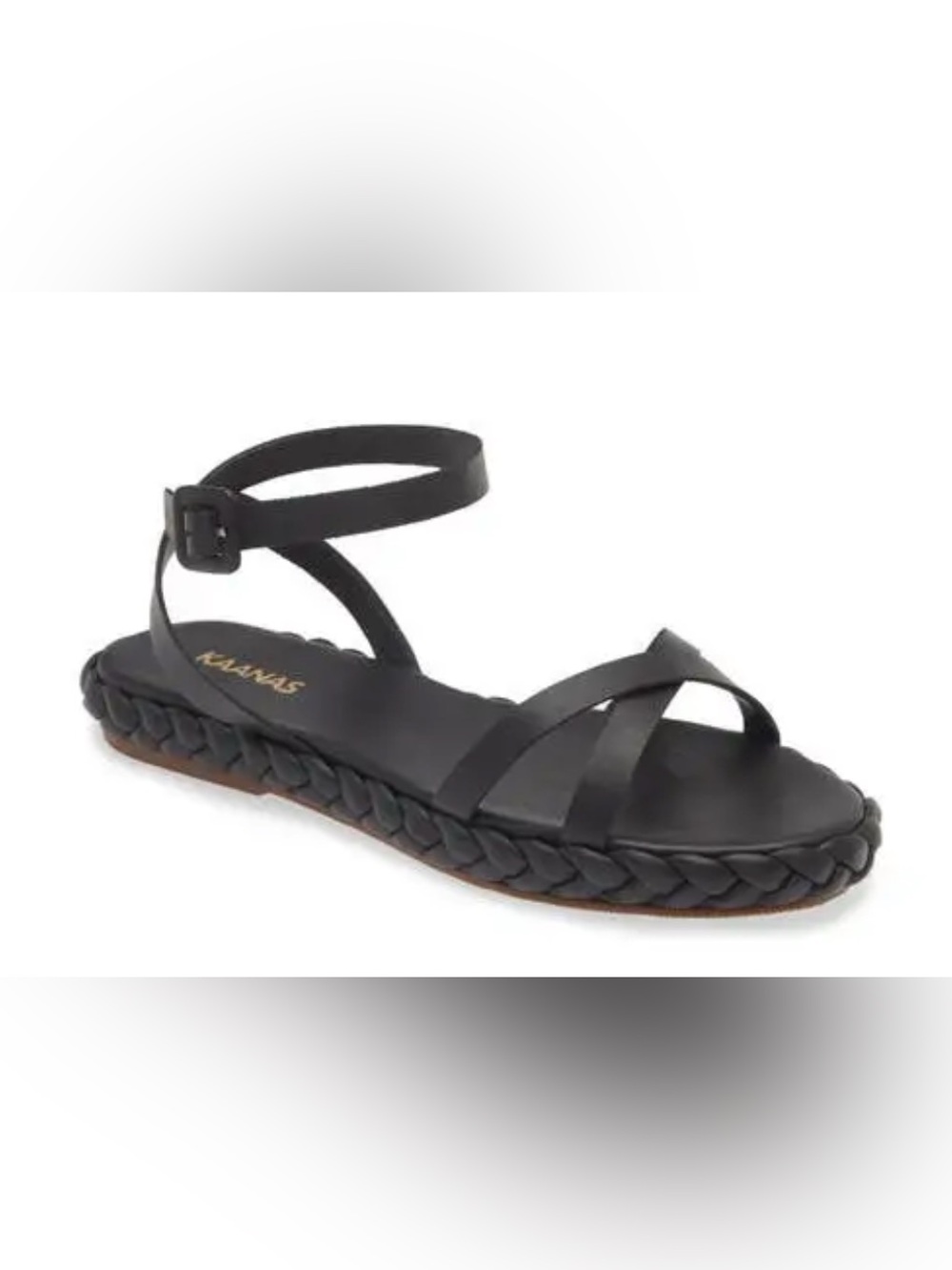 KAANAS  Iyari Ankle Strap Sandal Black NWT